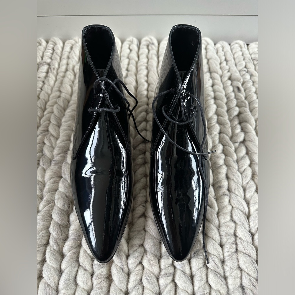 Saint Laurent - Jonas Lace Up Patent Booties (BNIB)